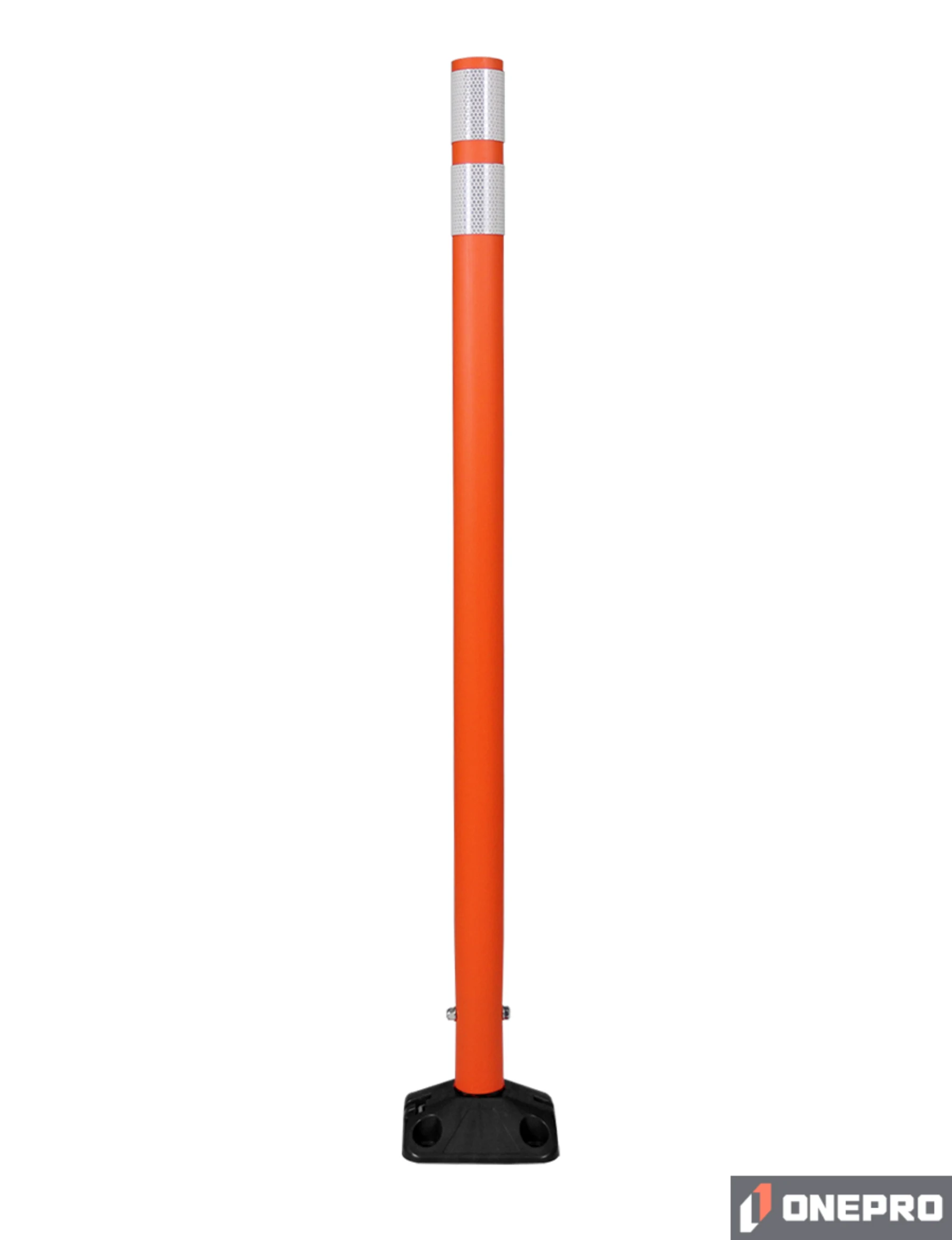 48\" Orange Round Delineator w/ Black Base \u0026 2 White Reflective Collars \u0026 Concrete Mounting Hardware