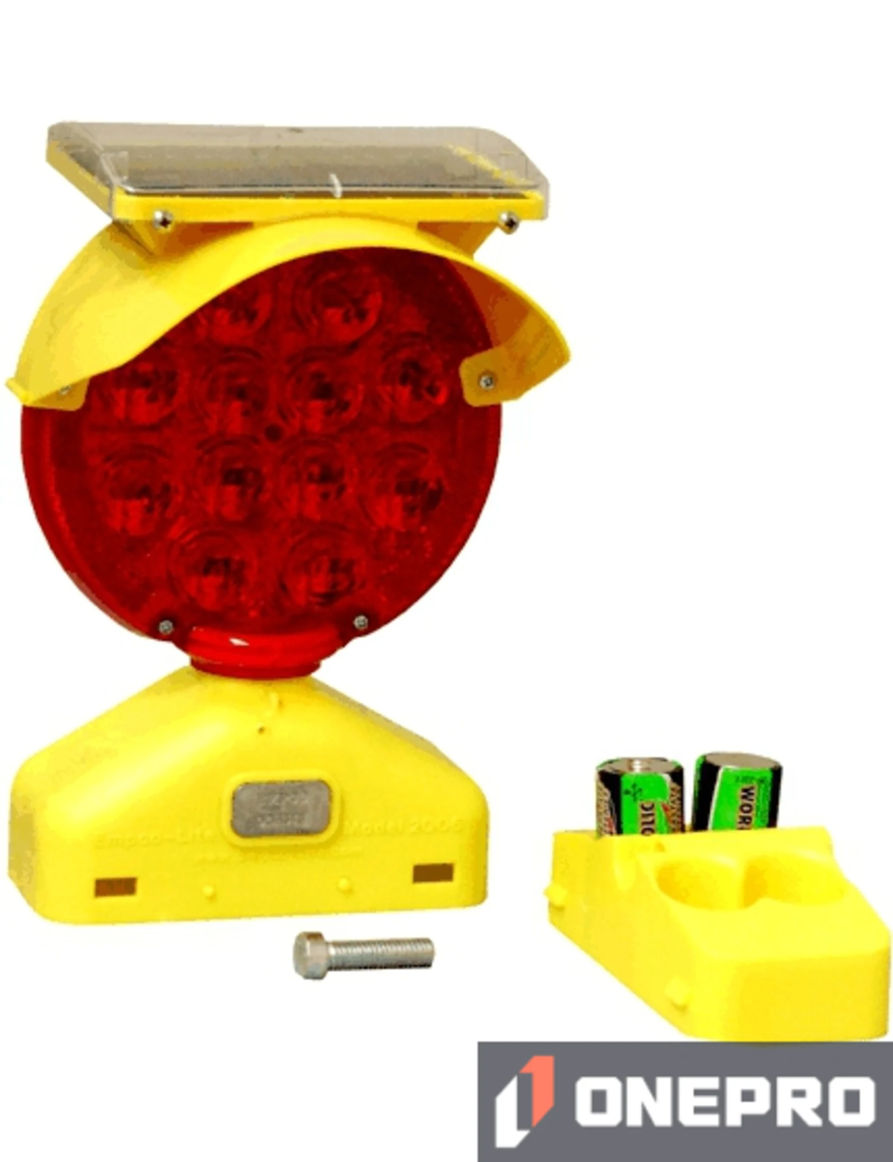 Economy Solar Assist Type B Flasher, Red with Two (2) D-Cell Batteries