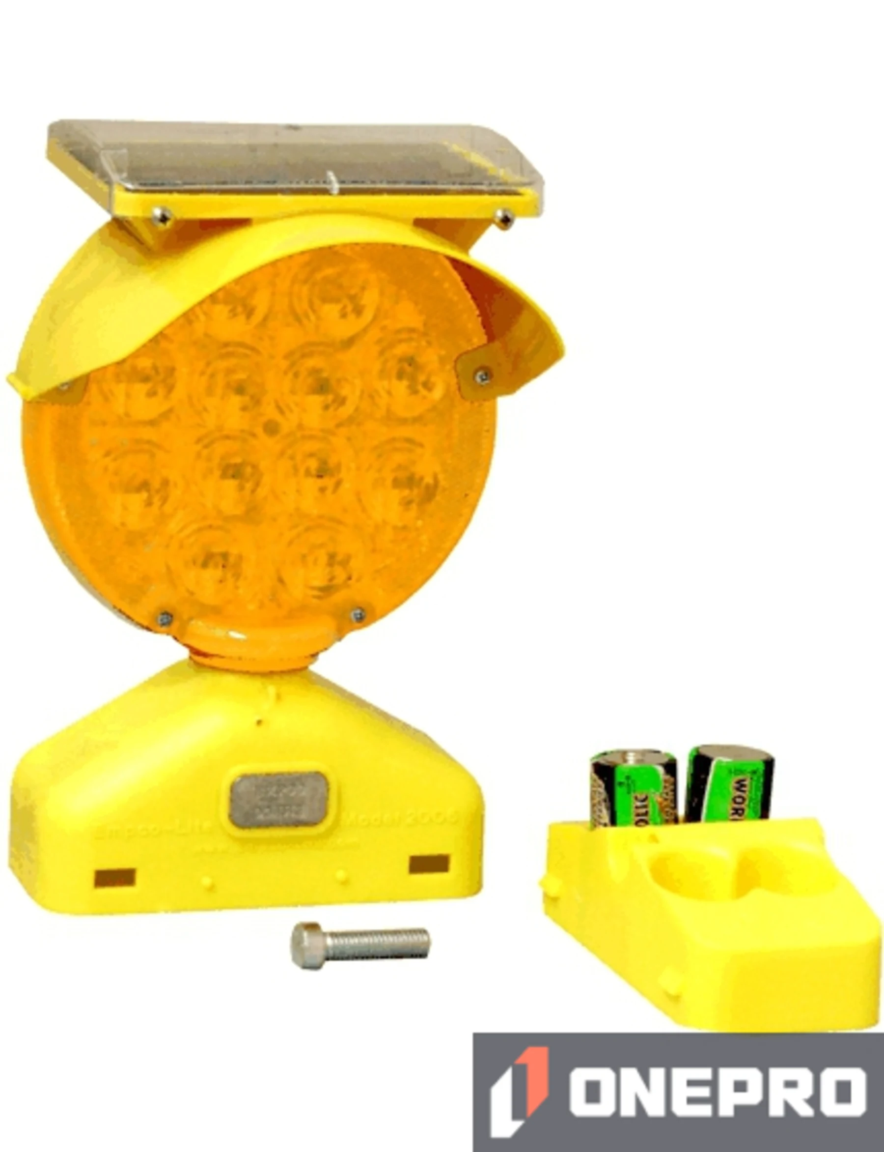 Economy Solar Assist Type B Flasher, Yellow with Two (2) D-Cell Batteries