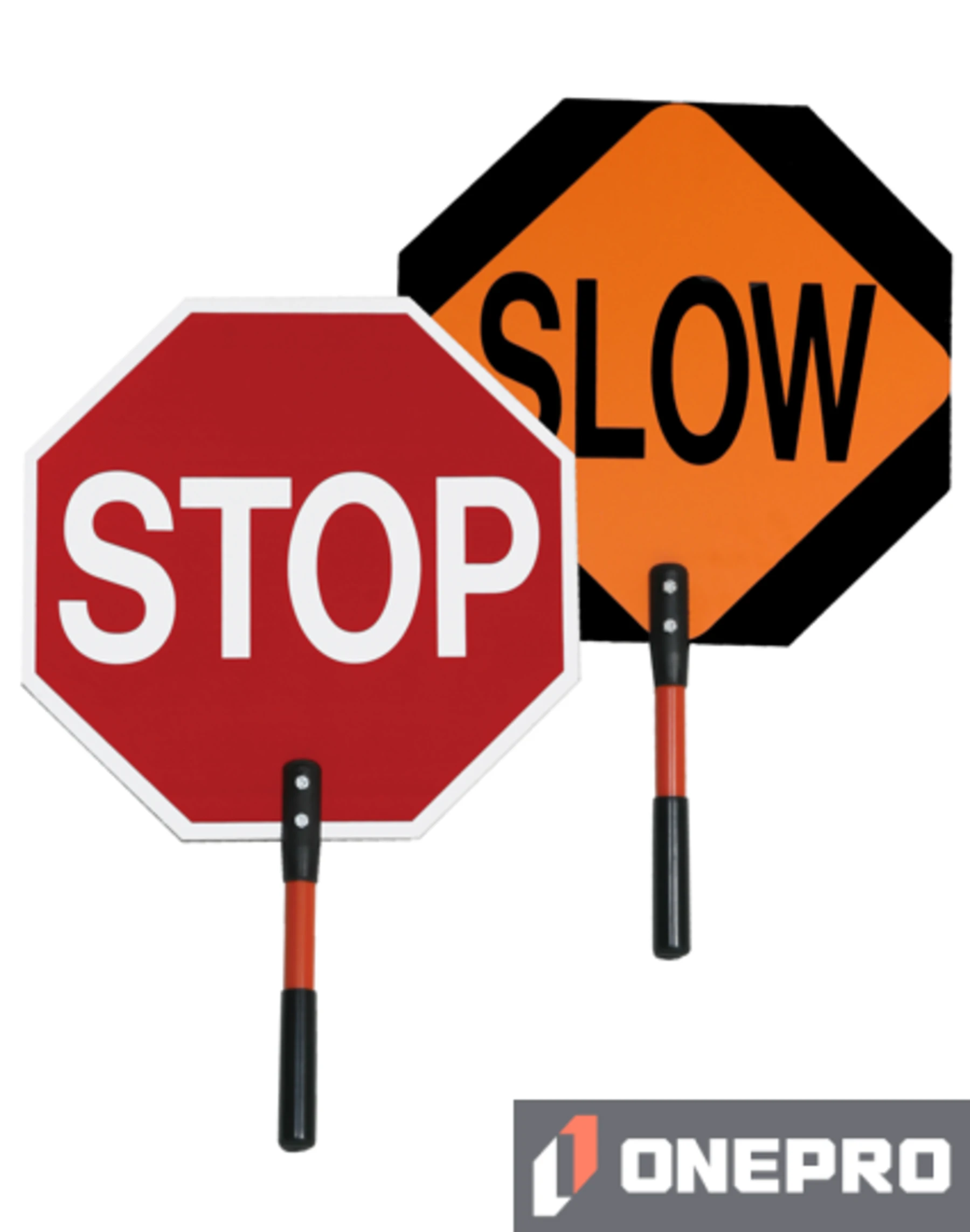 Heavy-Duty 18\" Non-Reflective STOP/SLOW Paddle with 12\" Plastic Handle