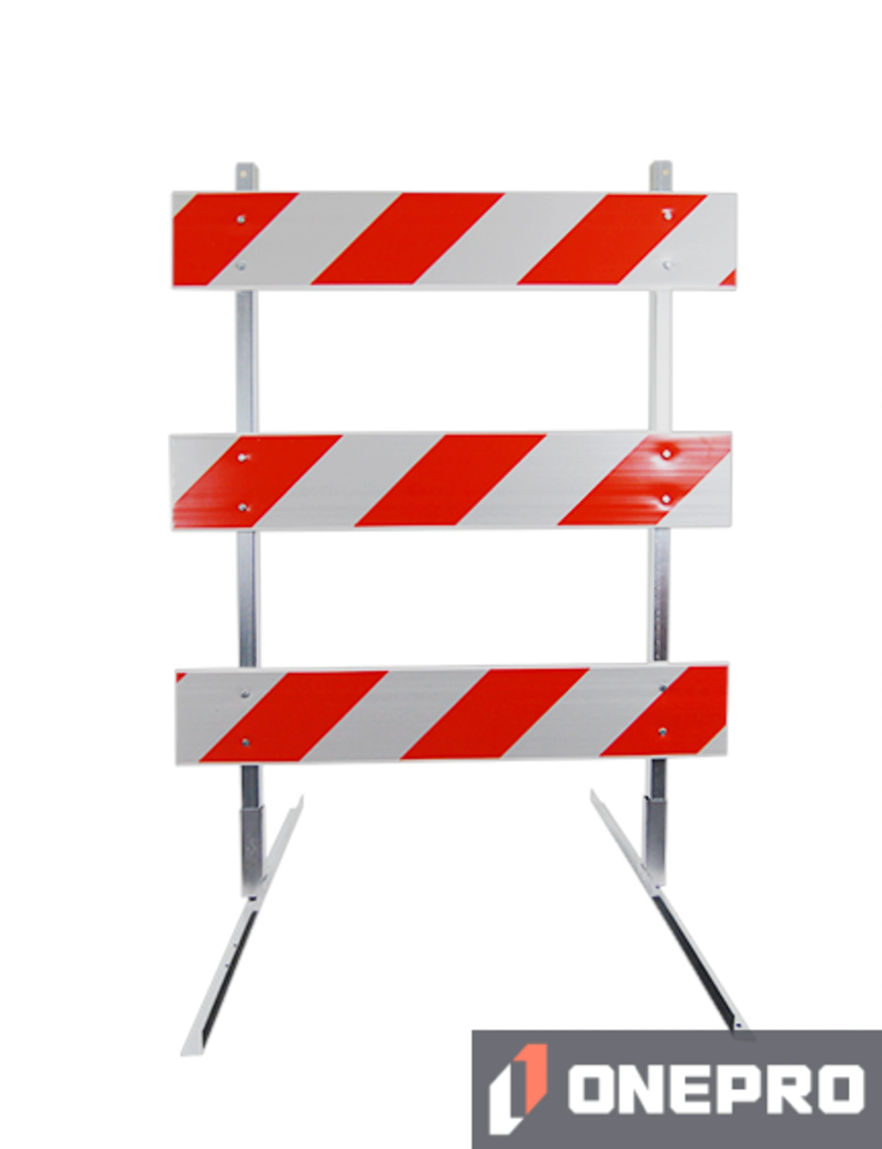 4\u0027 Standard Type 3 Barricade-63\" Tall Galvanized Steel Frame \u0026 Three 4\u0027 Plastic Boards w/HI Sheeting