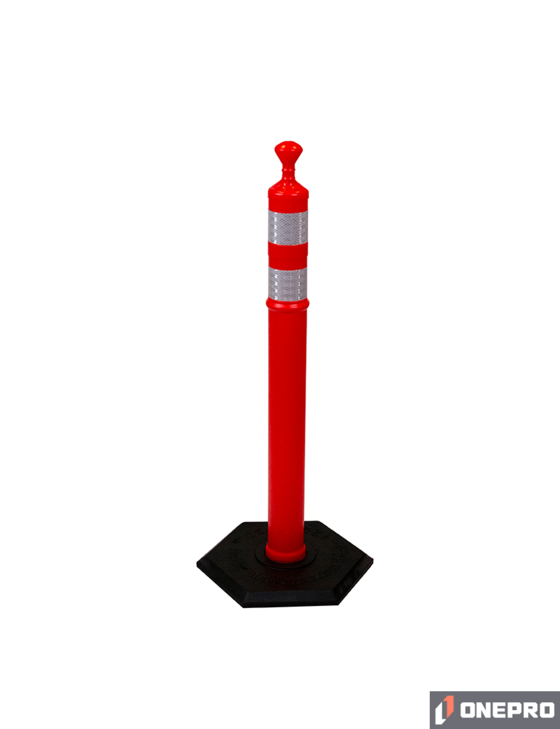 42\" ORANGE Grabber Tube with two (2) 3\" Reflective Collars and 18 lb Base