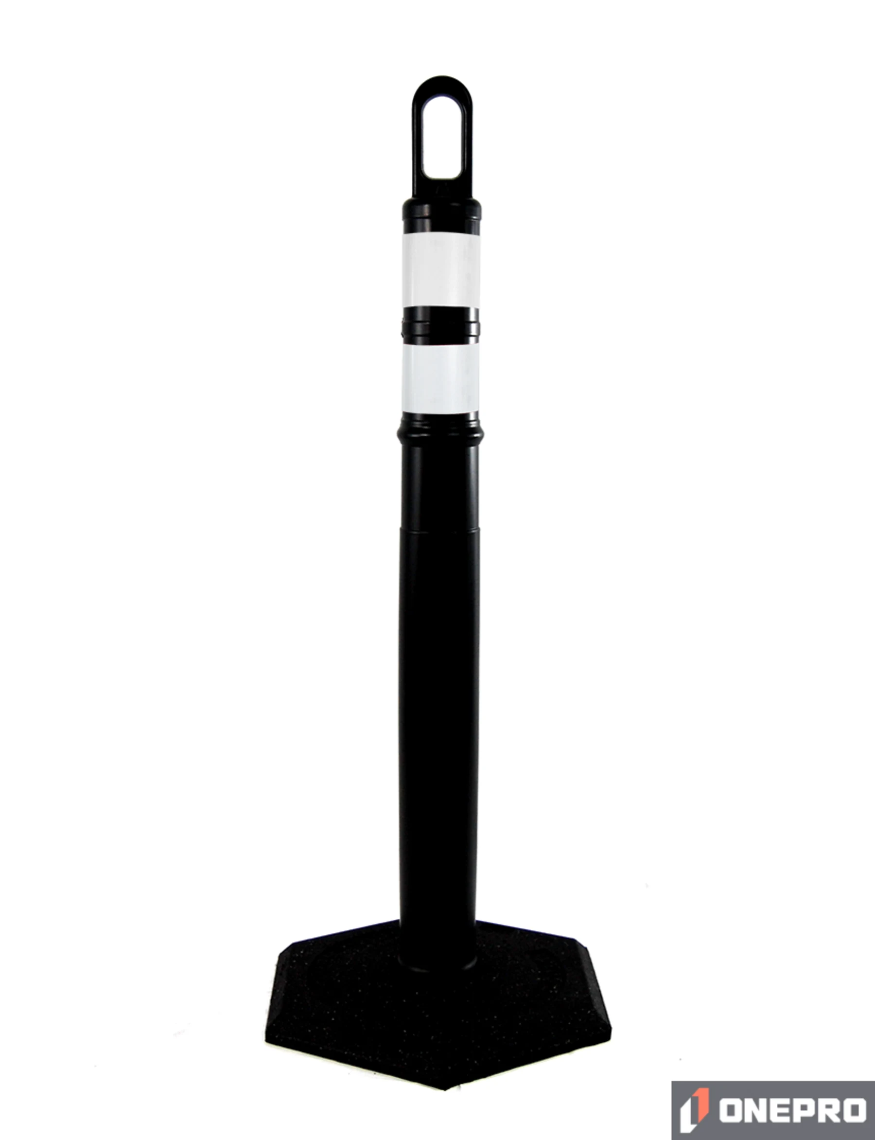 42\" BLACK Looper Tube with two (2) 3\" Reflective Collars and 8 lb Base