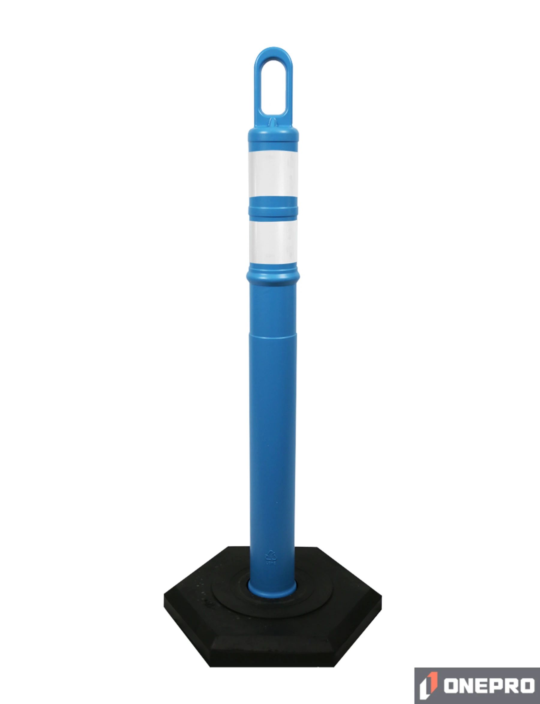 42\" BLUE Looper Tube with two (2) 3\" Reflective Collars and 8 lb Base
