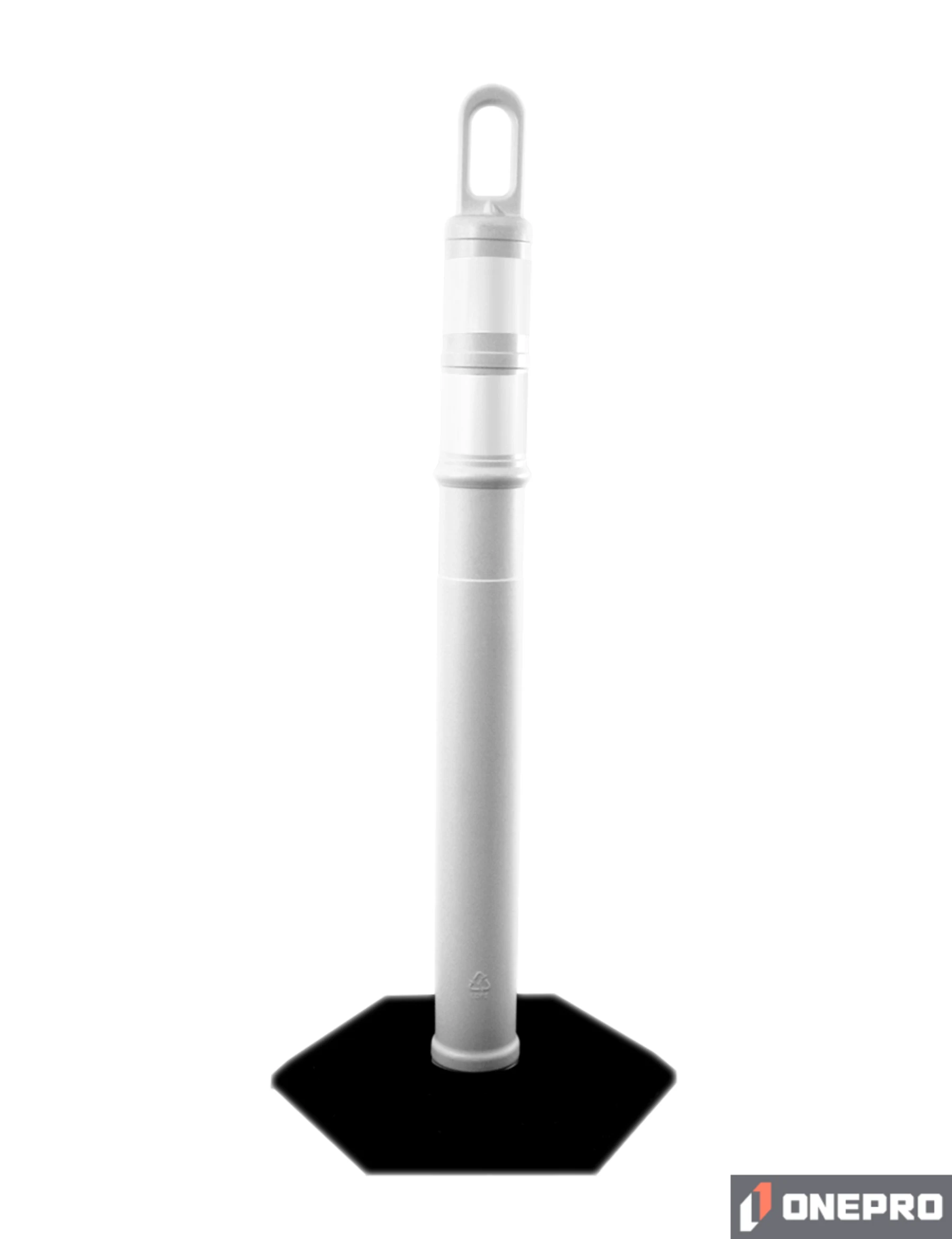 42\" WHITE Looper Tube with two (2) 3\" Reflective Collars and 18 lb Base