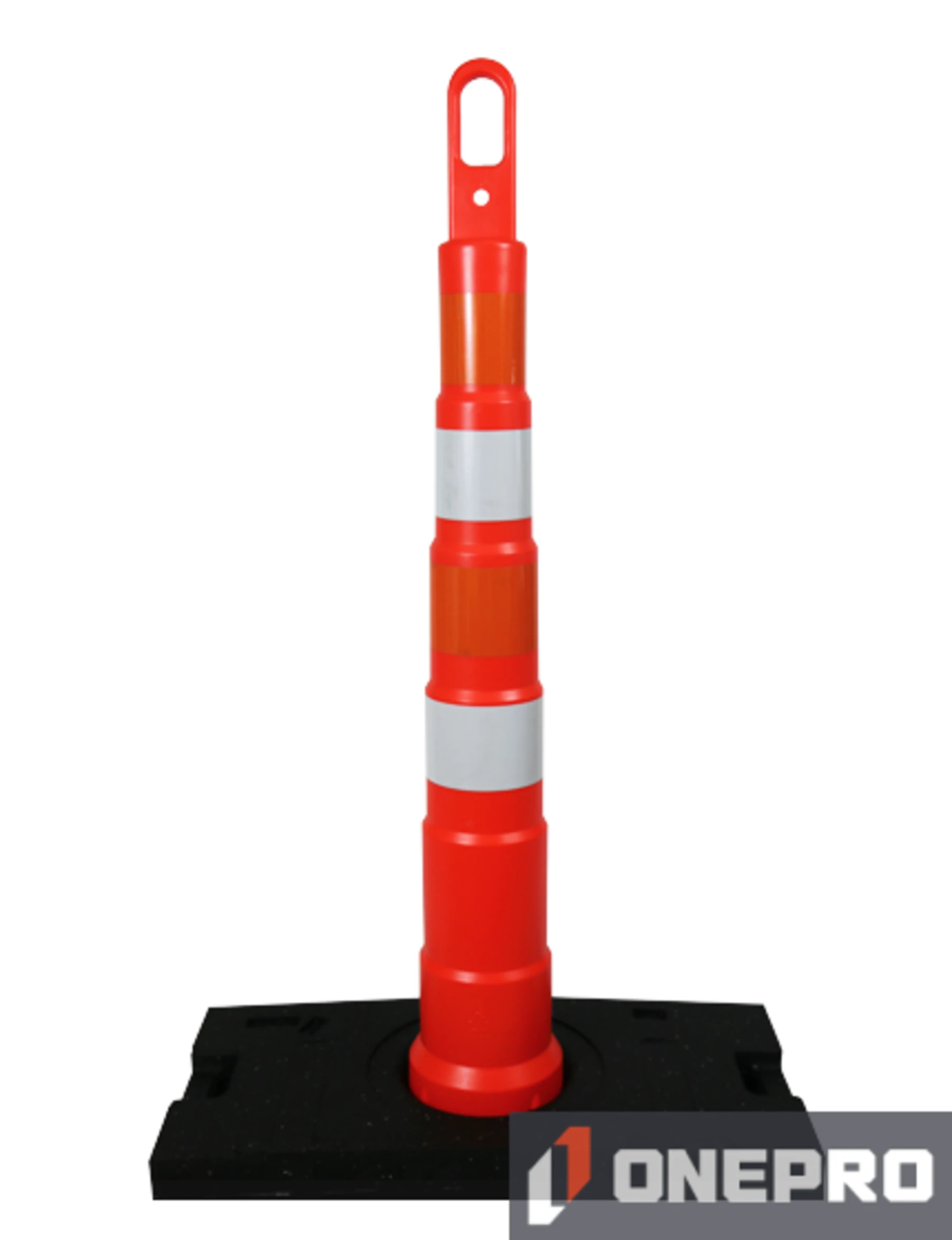 42\" Traffix Looper Cone Channelizer w/Four (4) 4\" EG Reflective Collars \u0026 30 Lb Recycled Rubber Base