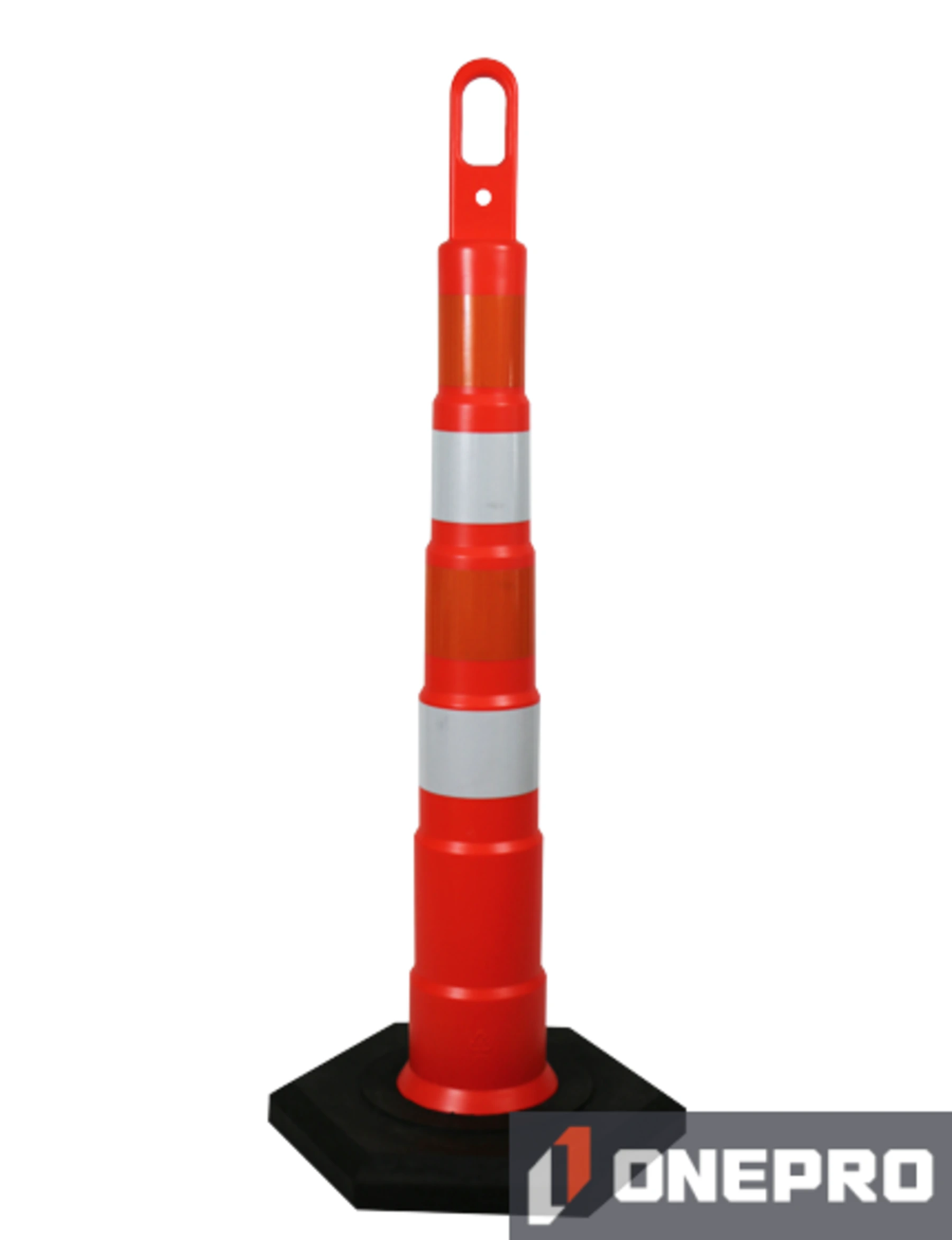 42\" Traffix Looper Cone Channelizer w/Four (4) 4\" EG Reflective Collars \u0026 16 Lb Recycled Rubber Base