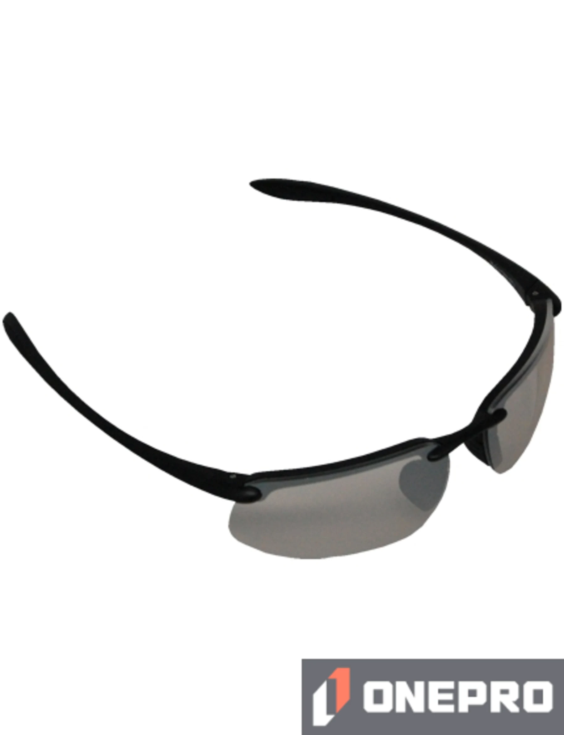Z87+ Safety Sunglasses (rectangular lens, matte-black frame, IO silver mirror anti-fog lens)