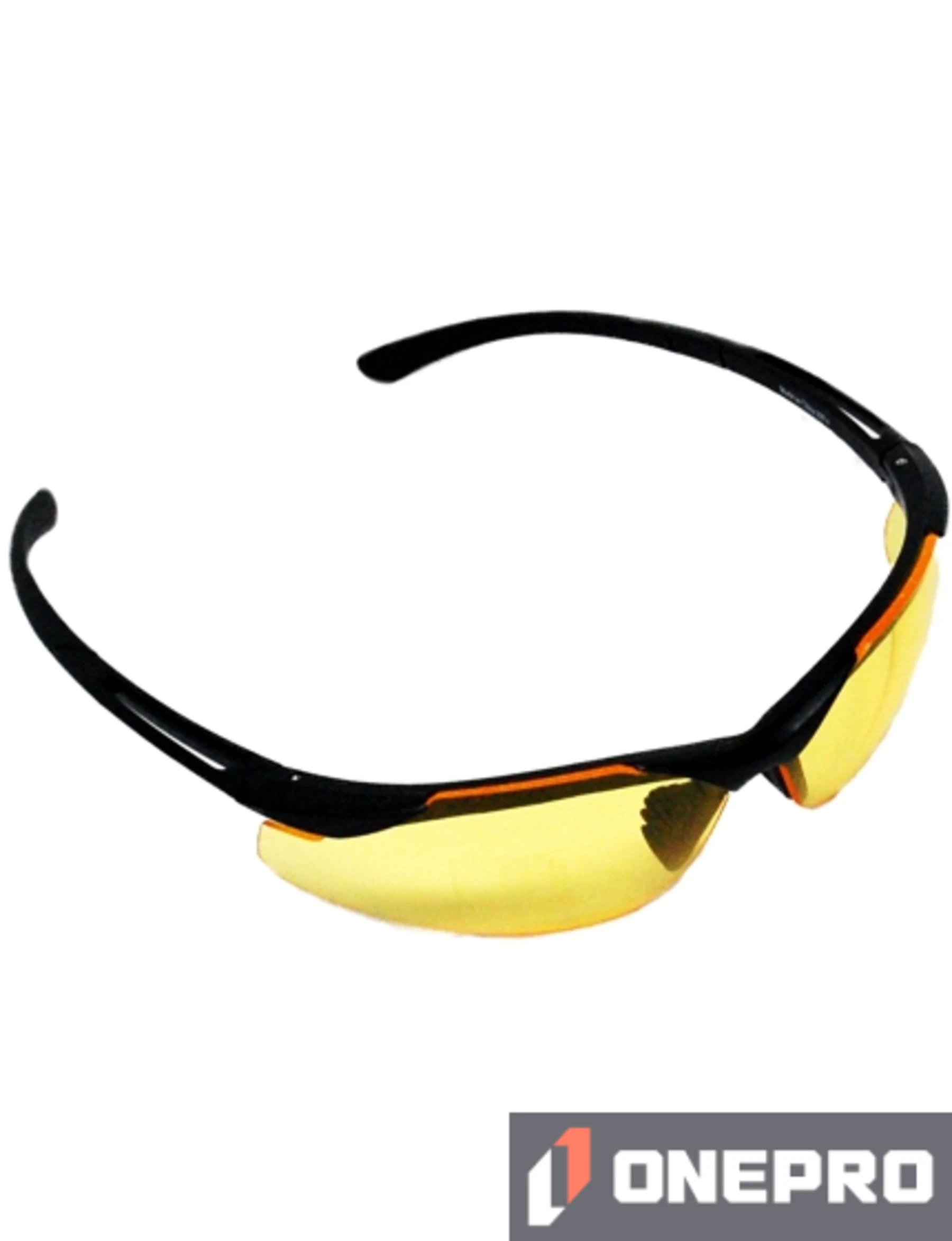 Z87+ Safety Sunglasses (light, wrap around lens, matte-black frame, amber anti-fog lens)