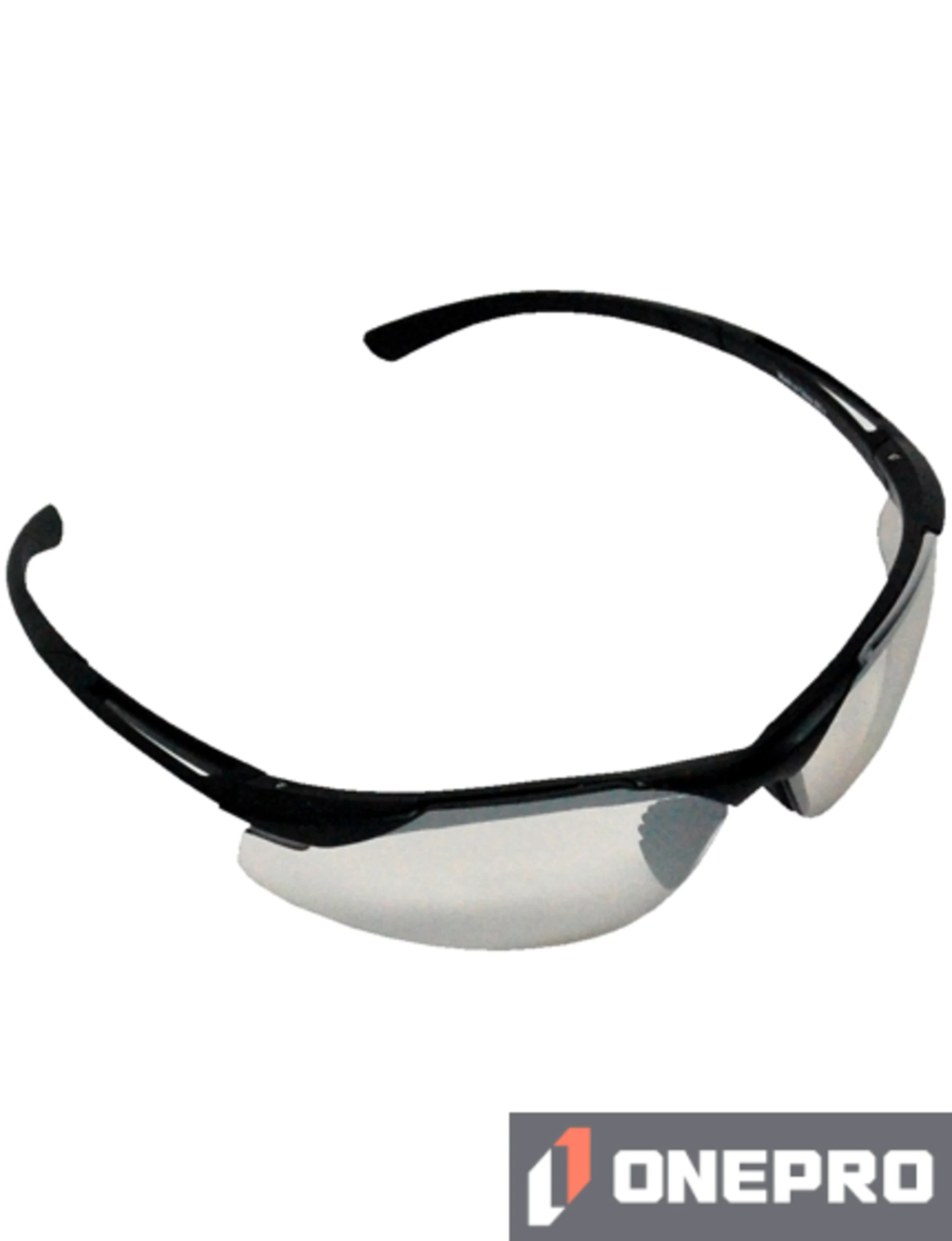 Z87+ Safety Sunglasses (light, wrap around lens, matte-black frame, IO silver anti-fog lens)