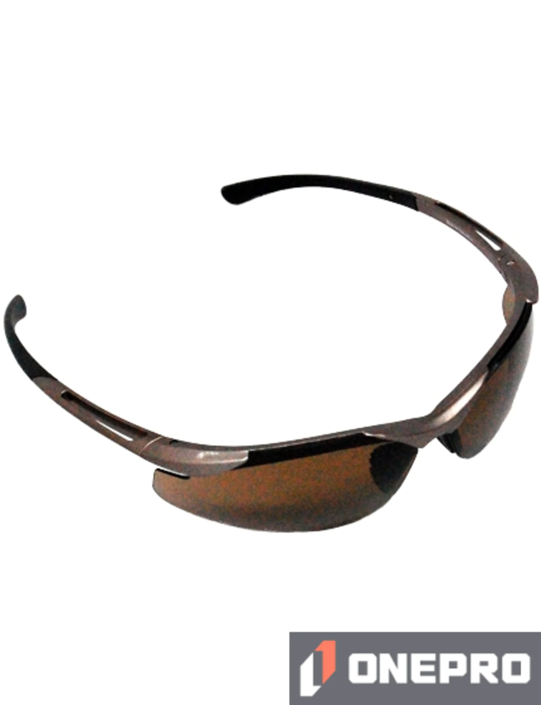 Z87+ Safety Sunglasses (light, wrap around lens, champagne frame, brown anti-fog lens)