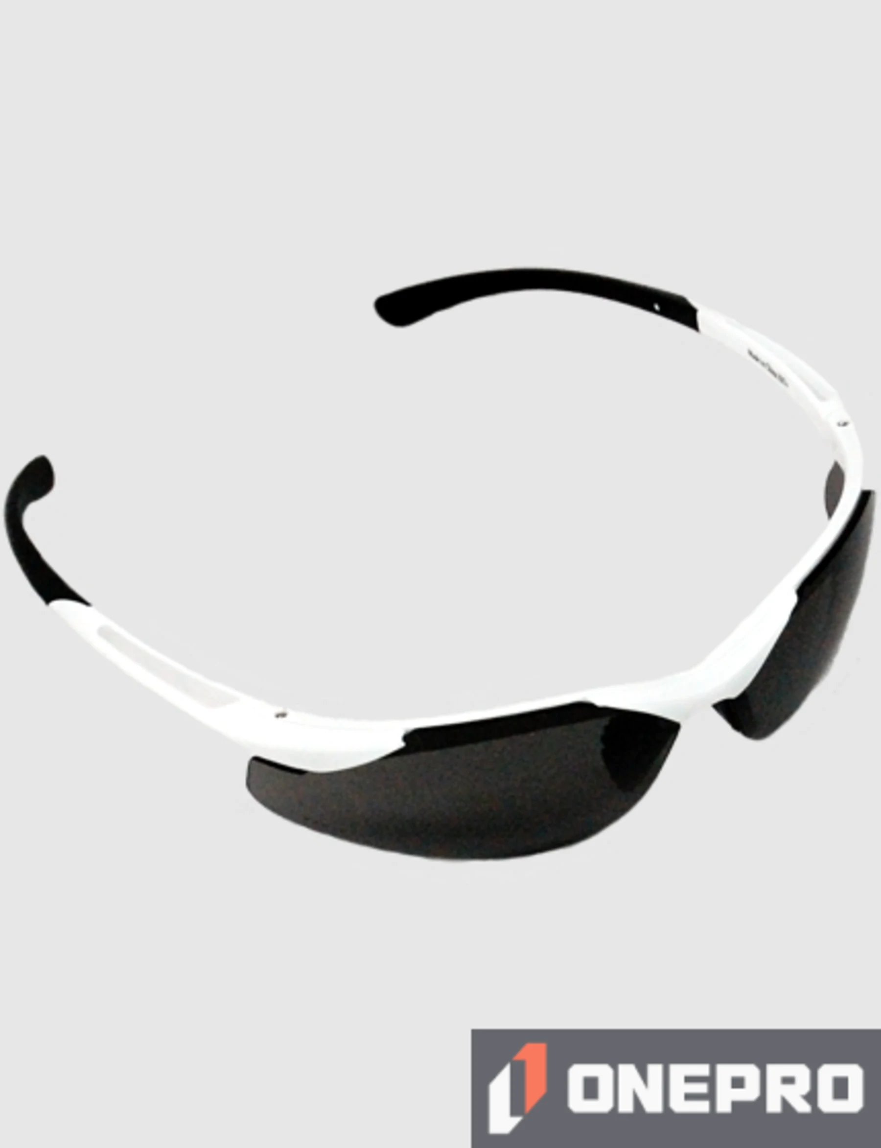Z87+ Safety Sunglasses (light, wrap around lens, white frame, neutral gray anti-fog lens)