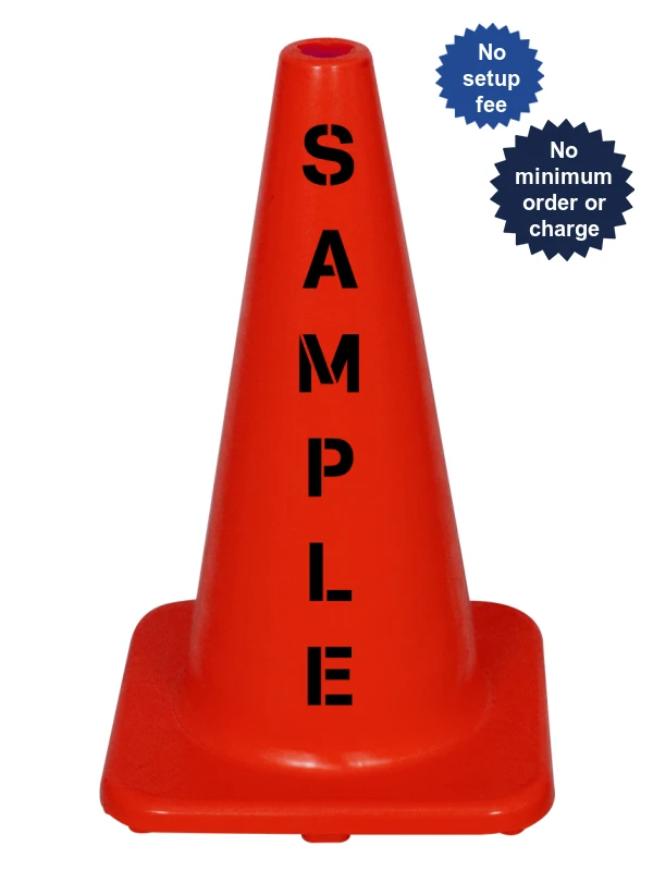 Solid Orange 18\" Economy Cone w/ Double Sided Custom Lettering