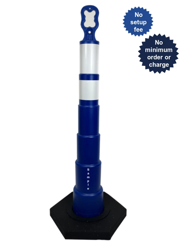 42\" Ez Grab Channelizer Blue 16 lbsBase Lettering Double Sided Two Engineer Grade 6\" 4\" White