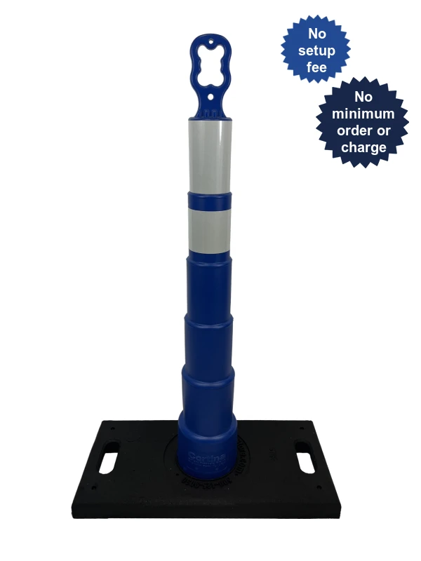 42\" Ez Grab Channelizer Blue 30 lbsHeavy Duty Base Lettering Double Sided Two Engineer Grade 6\" 4\" White