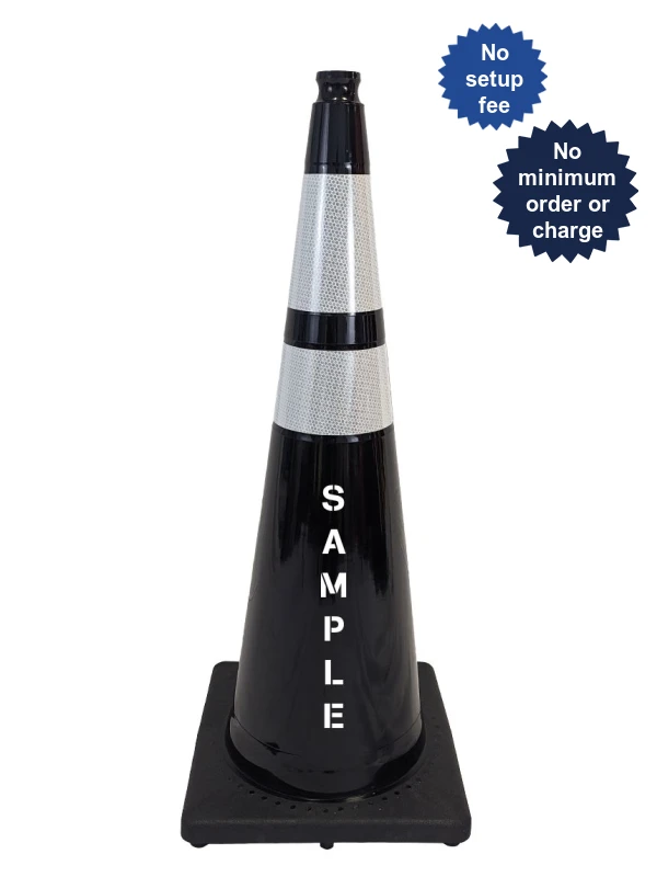 36 In Black Traffic Cones Lettering Double Sided