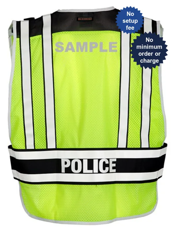 Lime \u0026 Black, 4-Point\"Breakaway\" Psv w/Police In Reflective Letters, M-Xl \u0026 Custom Reflective Text