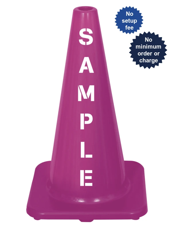 Solid Purple, 18\" Economy Cone w/ Double Sided Custom Lettering