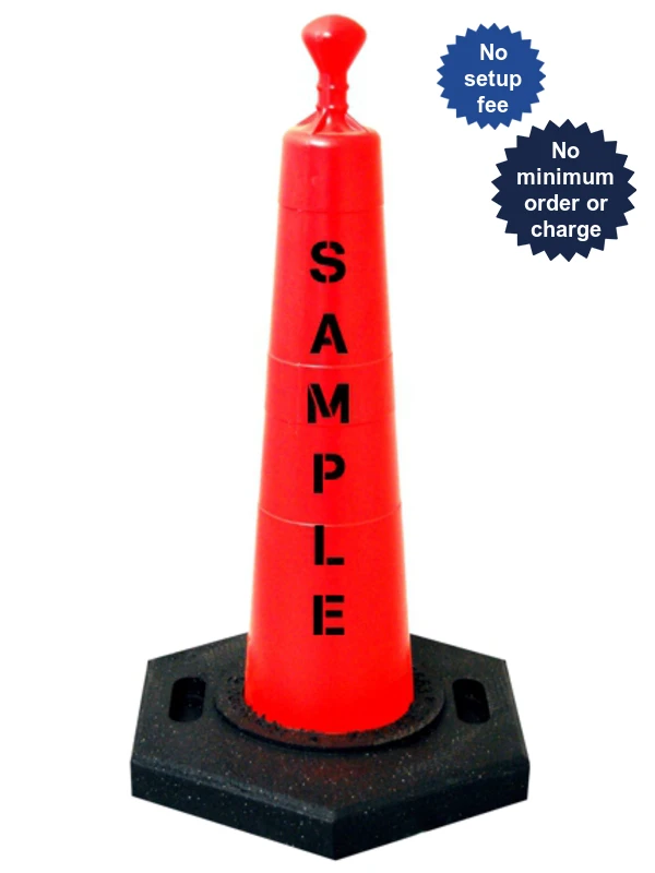 28\" Grabber Cone with 10 Lb. Base w/Double Sided (2X) Custom Stencil