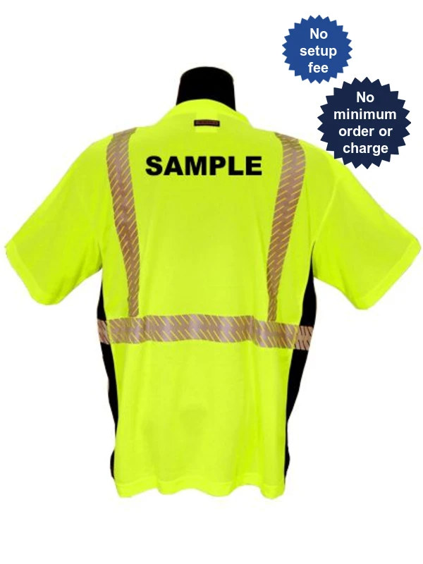 Class 2 Black Series Lime Short Sleeve T Shirt Large w/Non Reflective Lettering
