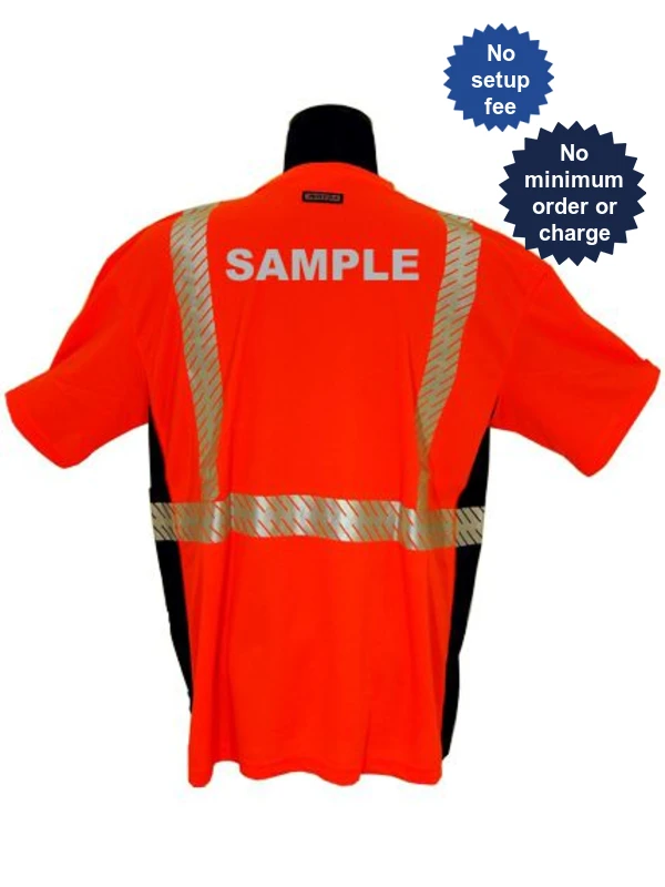 Class 2 Black Series Orange Short Sleeve T Shirt 2X Large w/Reflective Lettering