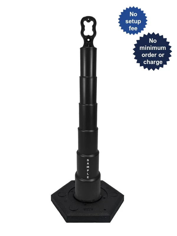 42\" Black Ez-Grab Channelizer 16 lbs Base w/ Custom Lettering