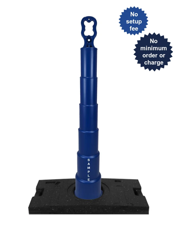 42\" Blue Ez-Grab Channelizer 30 lbs Base w/ Custom Lettering