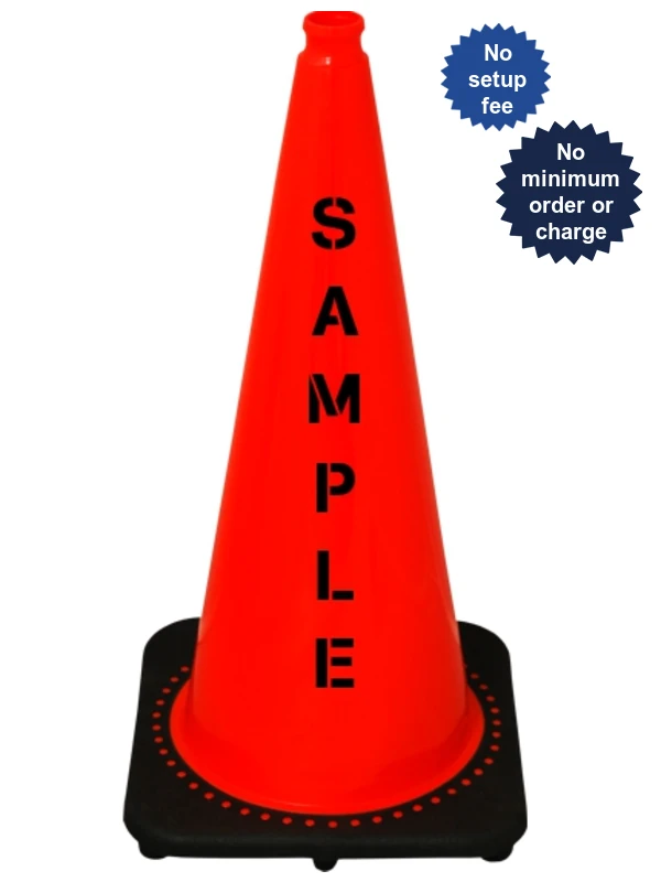 Orange 28\" 7.0 Lb. Black Base Cone with Custom Stencil