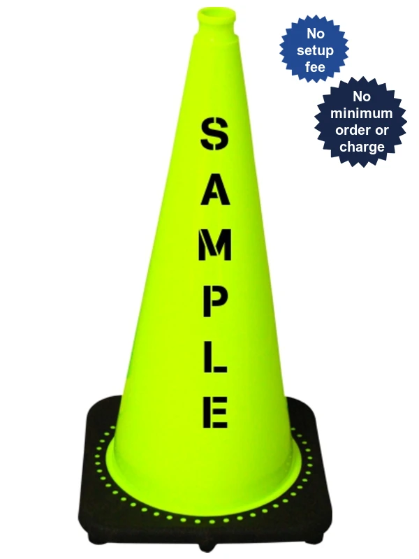 Lime 28\" 7.0 Lb. Black Base Cone with Double Sided (2X) Custom Stencil