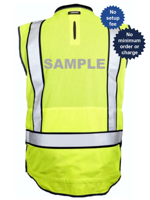 Kishigo Lime and Black, Premium Black Series Tool Tethering Vest, Class 2, with Custom Reflective Lettering, Large