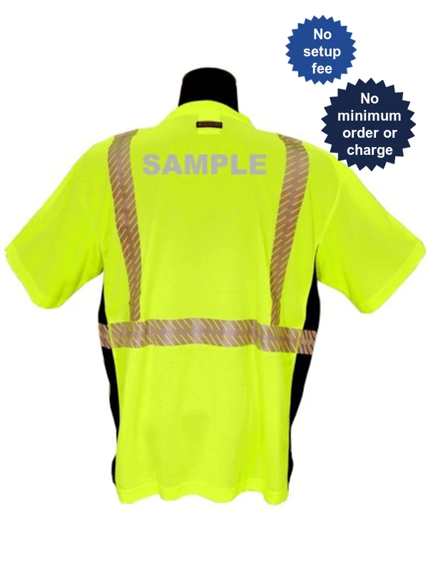 Kishigo Premium HI Vis T Shirt Class 2 Lime Custom Reflective Text 5Xl