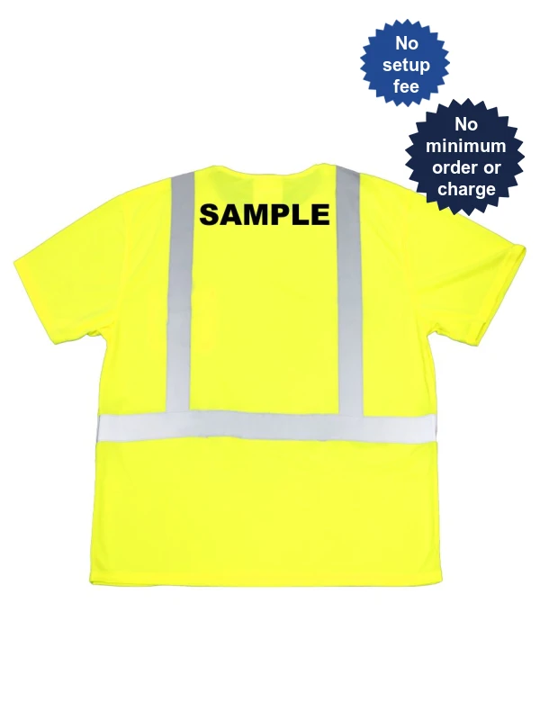 Liberty Safety Moisture Wicking Hi-Vis T Shirt Class 2 Custom Black Text 3Xl