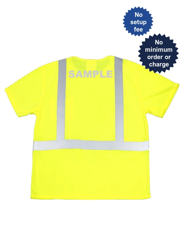 Liberty Safety Moisture Wicking Hi-Vis T Shirt Class 2 Custom Reflective Text 3Xl