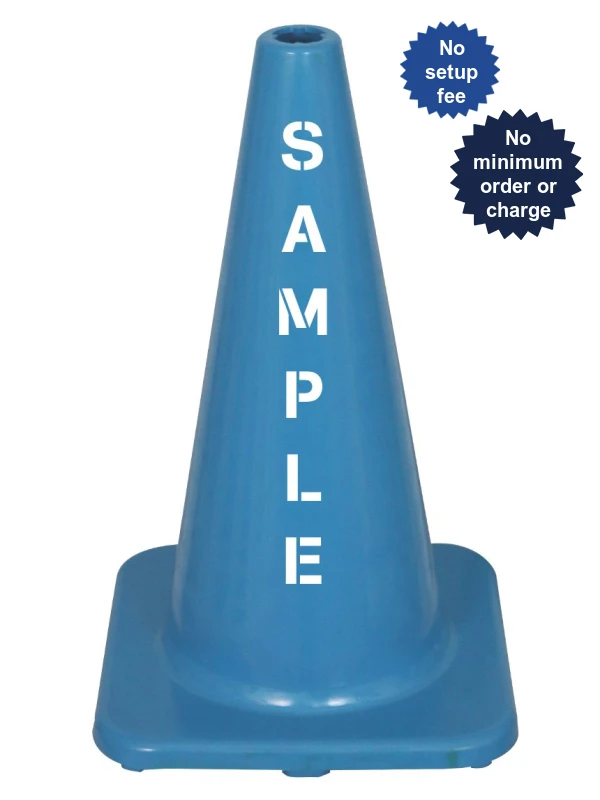 Solid Blue, 18\" Economy Cone w/ Custom Lettering