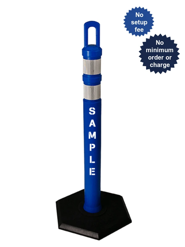 42\" Blue JBC Arch Top Tube, Two 3\" Reflective Collars, 12lbs Base \u0026 Double Sided Lettering