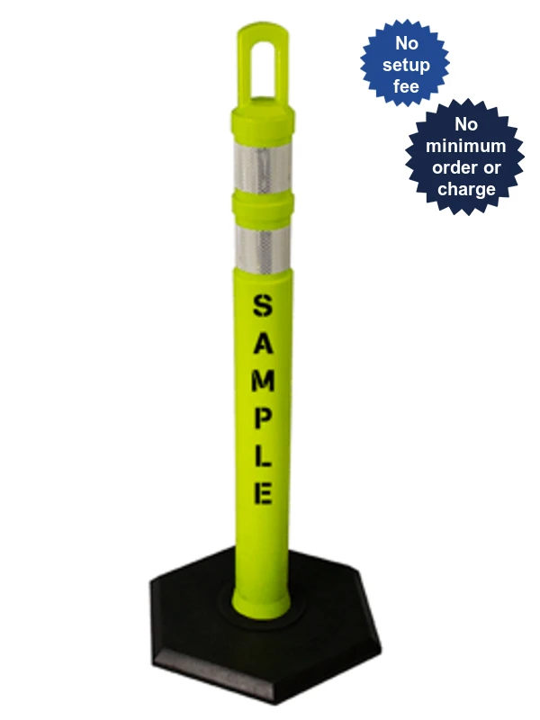42\" Lime JBC Arch Top Tube w/ Two 3\" Reflective Collars, Custom Lettering \u0026 18lbs Base