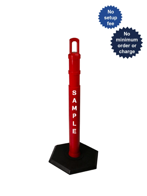 42\" RED \u0027JBC Arch-Top\u0027 Tube with 8lb Base \u0026 Double Sided Custom Stencil