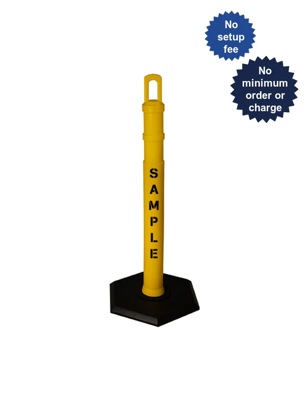 42\" YELLOW \u0027JBC Arch-Top\u0027 Tube with 12lb Base \u0026 Double Sided Custom Stencil