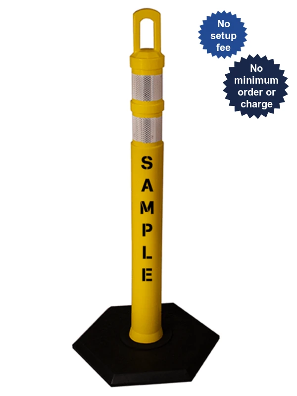 42\" Yellow JBC Arch Top Tube w/ Two 3\" Reflective Collars, Custom Lettering \u0026 8lbs Base