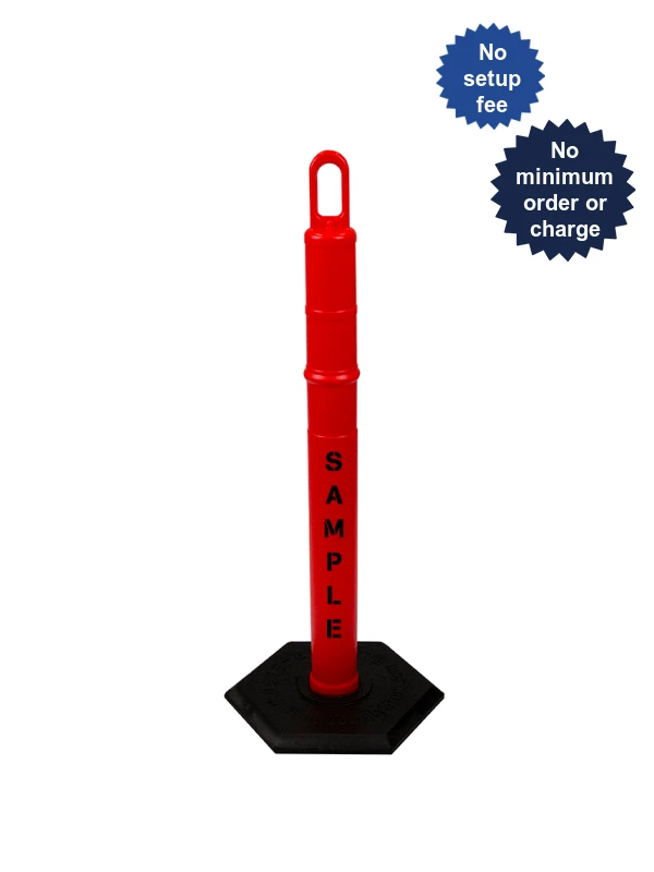 42\" ORANGE Looper Tube with 8 Lb. Base \u0026 Double Sided (2X) Custom Stencil