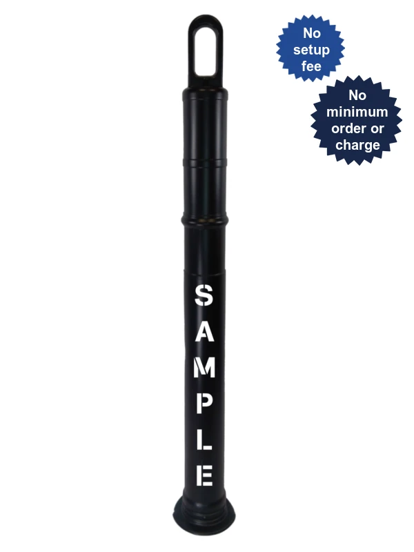42\" Black TrafFix Looper Tube, Plain (No Collars), No Base \u0026 Custom Lettering on Two (2) Sides