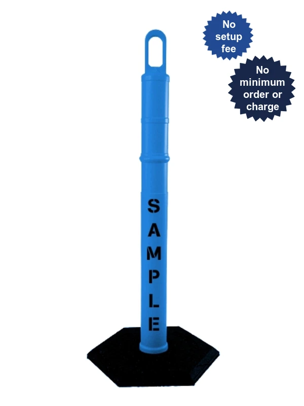 42\" BLUE Looper Tube with 12 Lb. Base \u0026 Double Sided (2X) Custom Stencil
