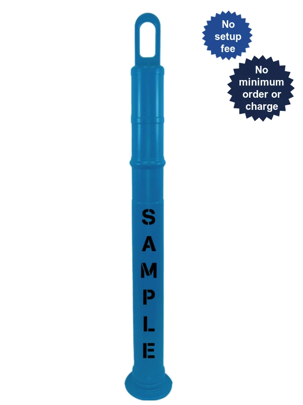 42\" Blue TrafFix Looper Tube, Plain (No Collars), No Base \u0026 Custom Lettering on Two (2) Sides