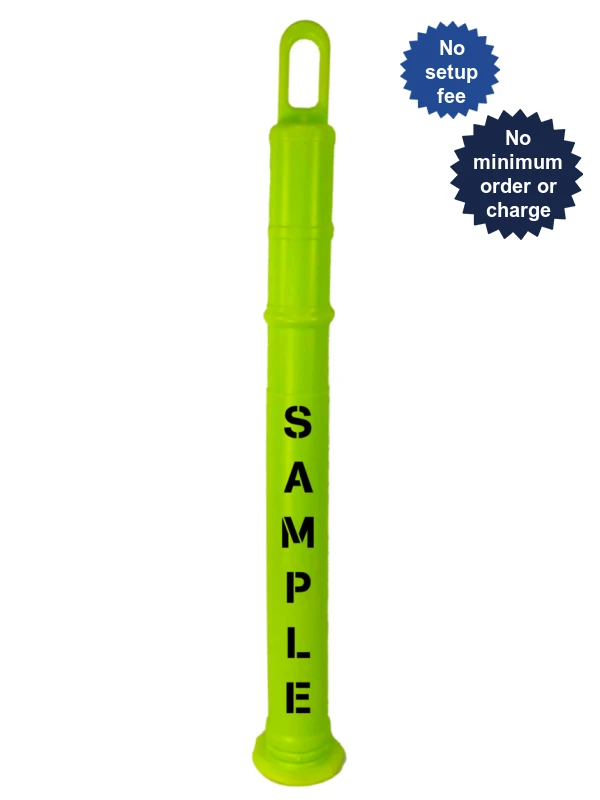 42\" Lime TrafFix Looper Tube, Plain (No Collars), No Base \u0026 Custom Lettering on Two (2) Sides