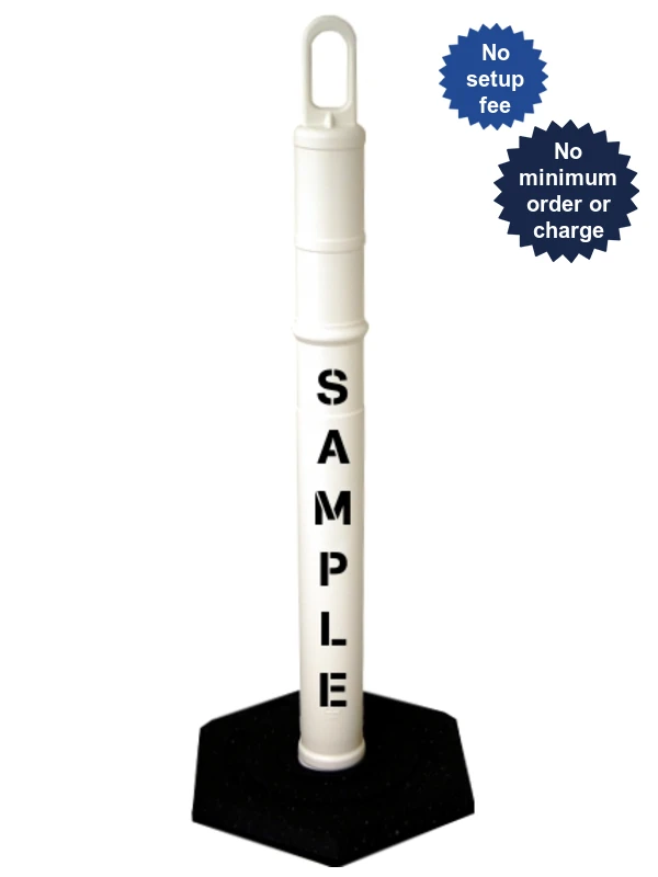 42\" WHITE Looper Tube with 8 Lb. Base with Custom Stencil