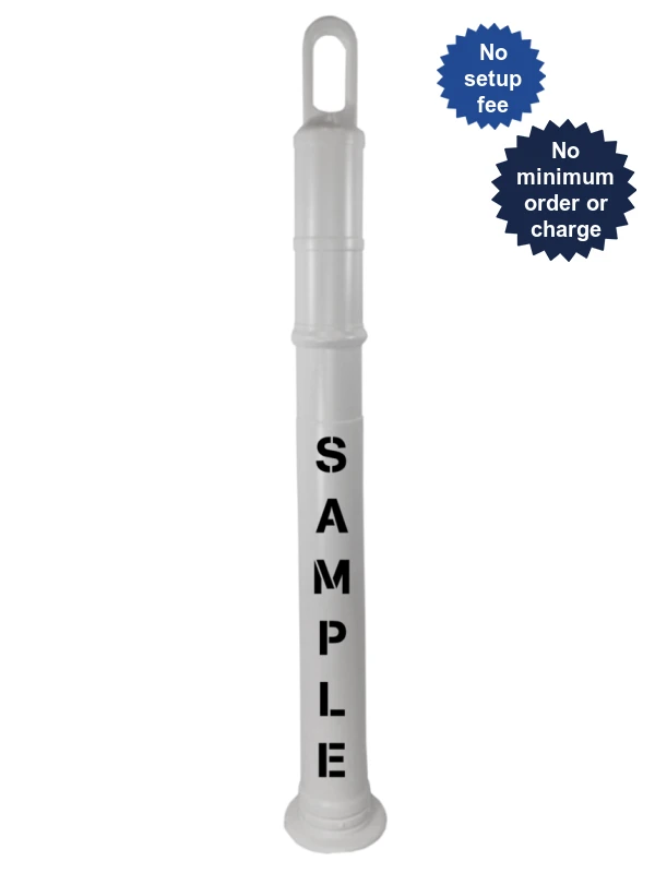 42\" White TrafFix Looper Tube, Plain (No Collars), No Base \u0026 Custom Lettering on One (1) Side