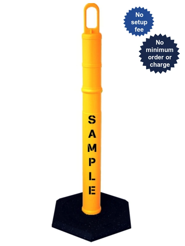 42\" YELLOW Looper Tube with 18 Lb. Base with Custom Stencil