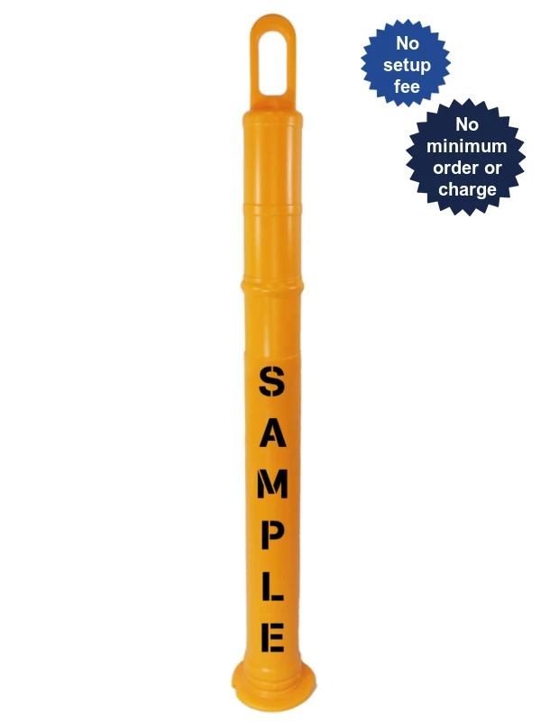 42\" Yellow TrafFix Looper Tube, Plain (No Collars), No Base \u0026 Custom Lettering on One (1) Side