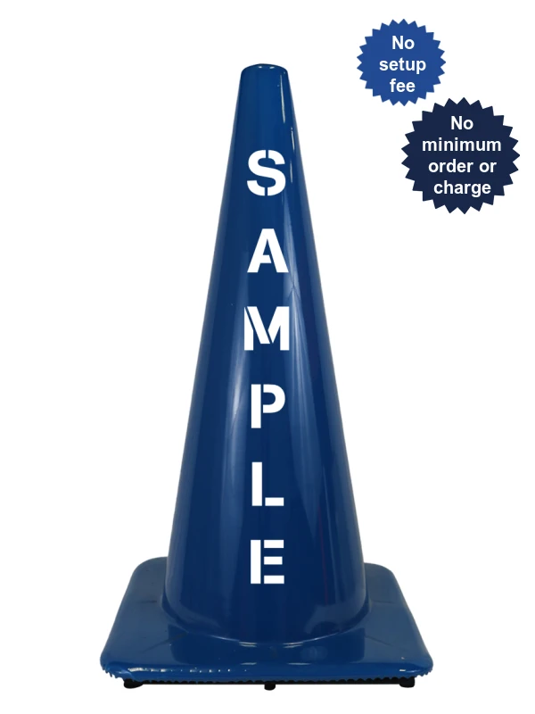 Blue 28\" 7 lbs Traffic Cone w/ 2 Sided Custom Lettering