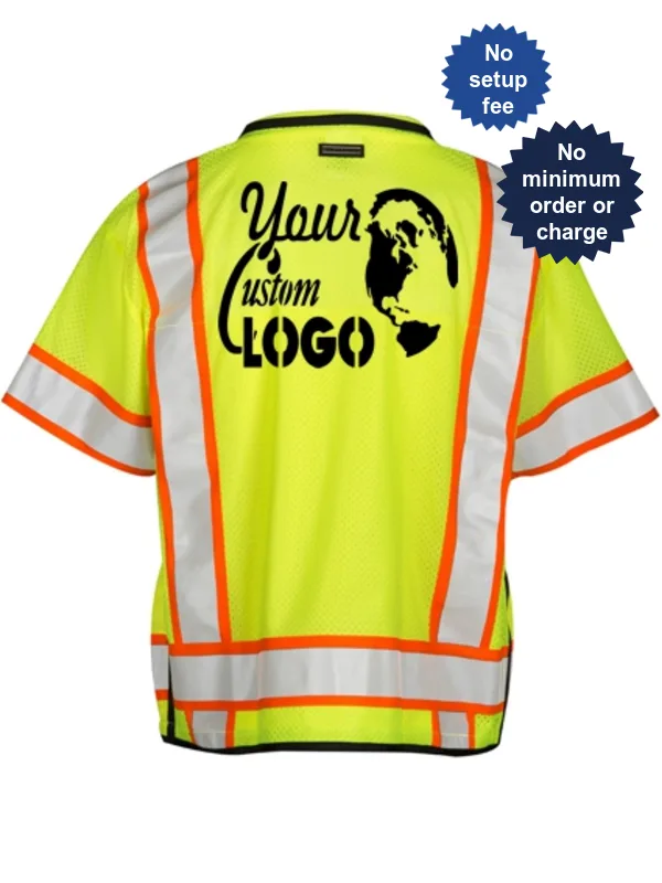 Professional Class 3, Large, Lime Surveyors Vest w/ Custom Logo